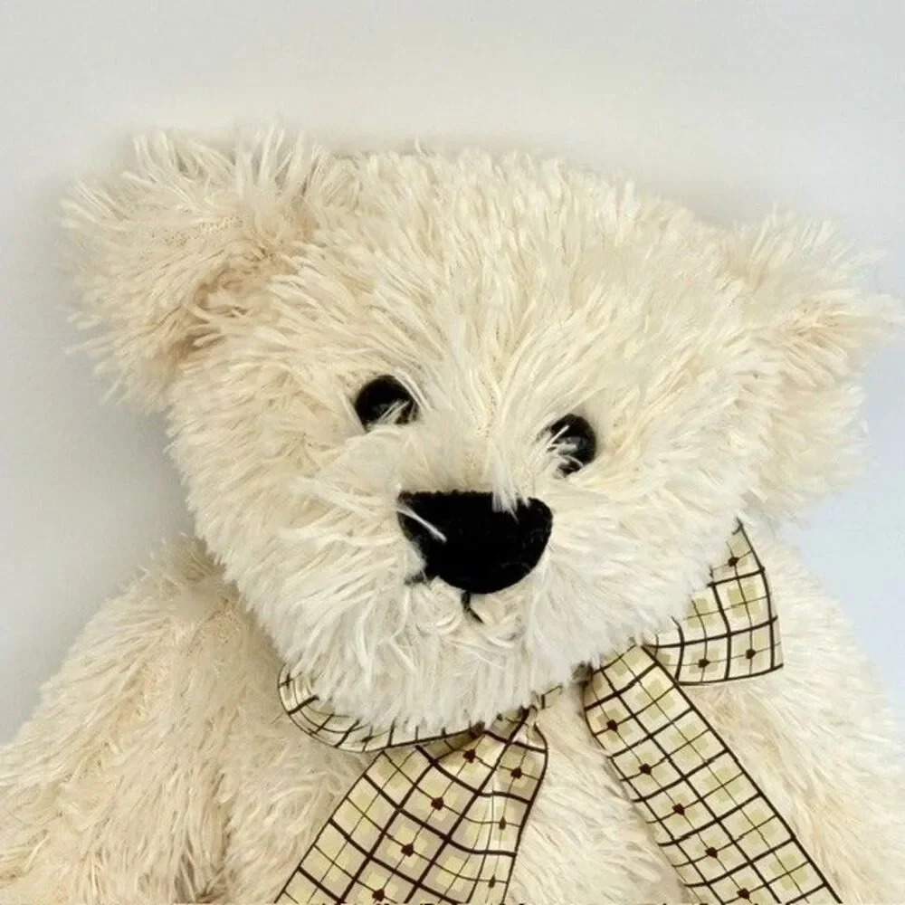 Ganz Murdoch Tan Teddy Bear Plaid Bow 12